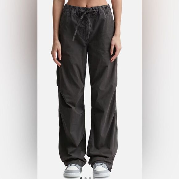 Ganni Pants - GANNI Washed Cotton Canvas Drawstring Cargo Pants